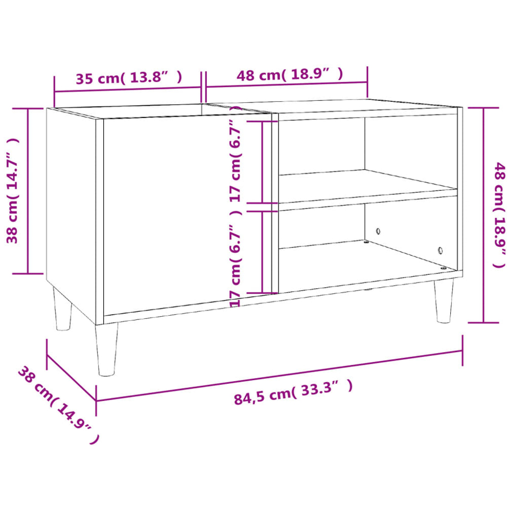 vidaXL 2 Shelf Black Record Cabinet Image 8