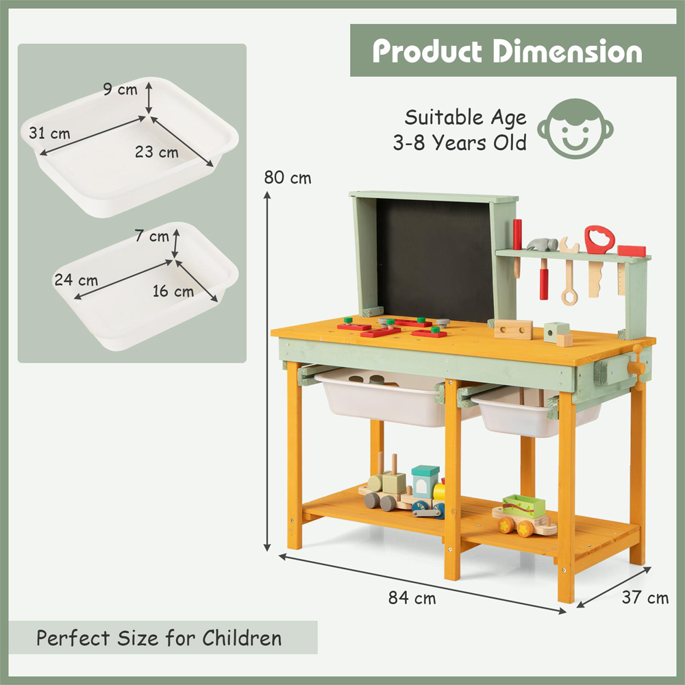 Costway Kids Wooden Toy Workbench Image 9