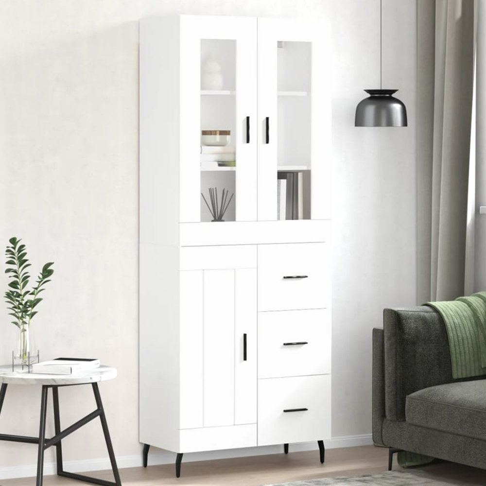 vidaXL 3 Door 3 Drawer White Highboard Image 1