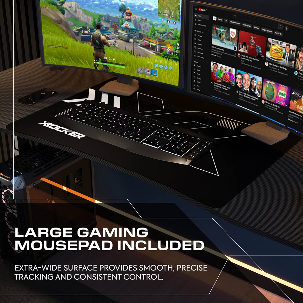 X Rocker Cougar XL Height Adjustable Gaming Desk with Mousepad Black Image 4