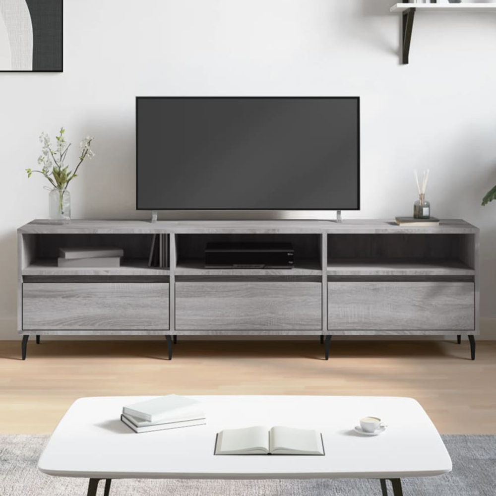 vidaXL 3 Door 3 Shelf Grey Sonoma TV Cabinet Image 1