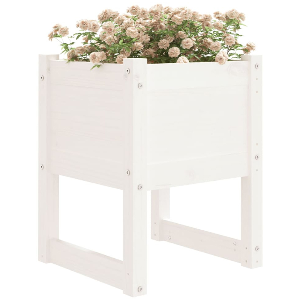 vidaXL White Pine Wood Garden Planter 52.5 x 40 x 40cm Image 2