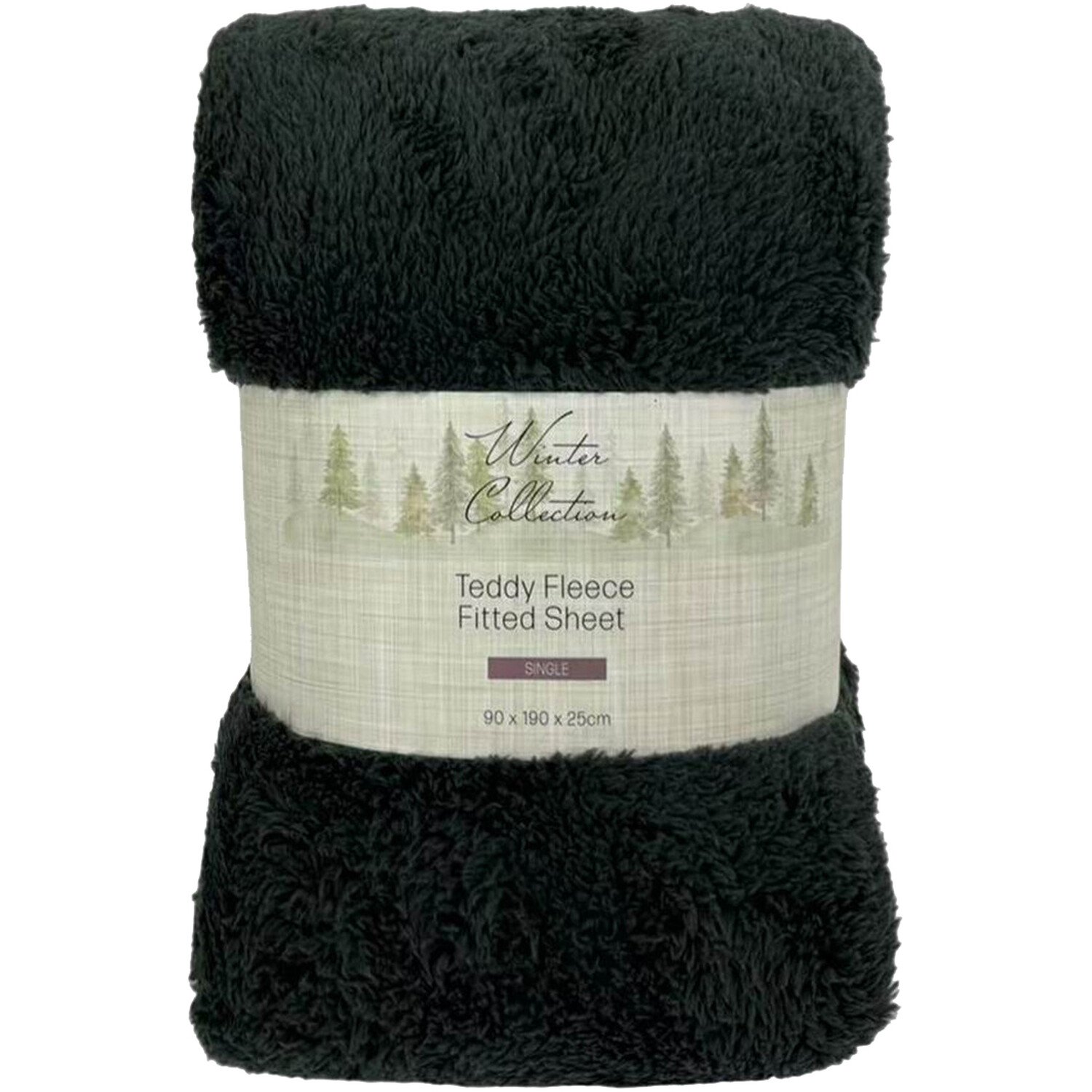 Soft Teddy Fleece Fitted Sheet Charcoal Single Image