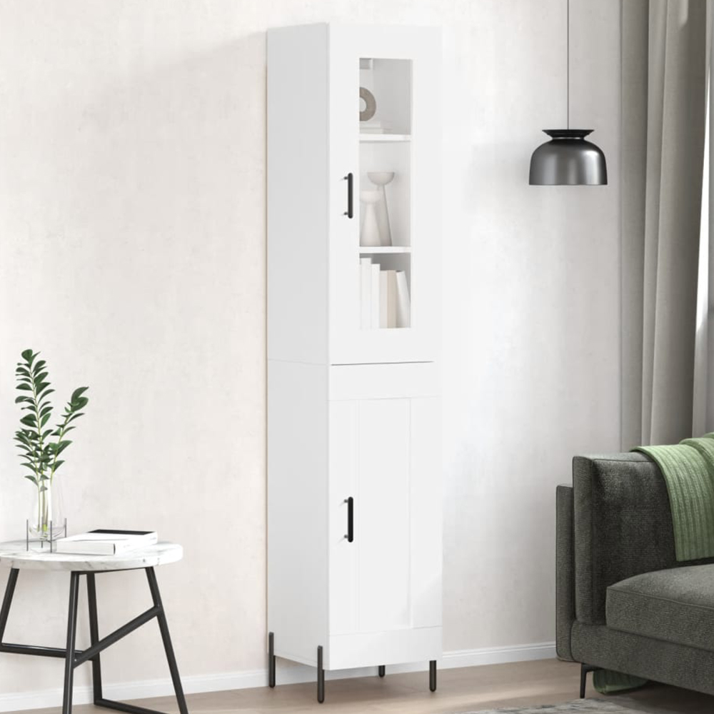 vidaXL 2 Door White Highboard Image 1