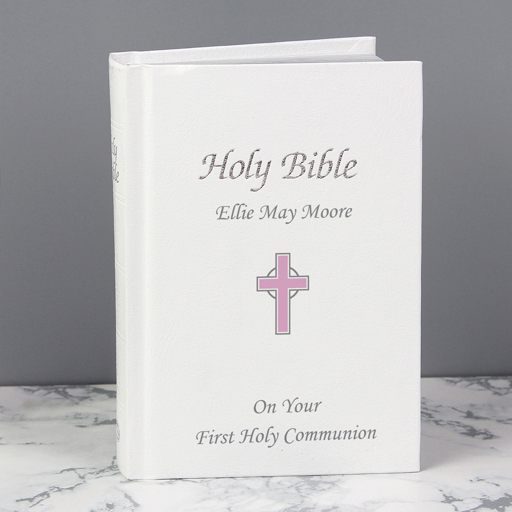 Personalised Memento Personalised Pink Cross Bible Image 2