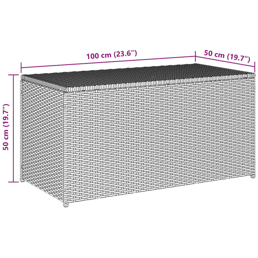 vidaXL 50 x 100 x 50cm Brown Poly Rattan Garden Storage Box Image 5