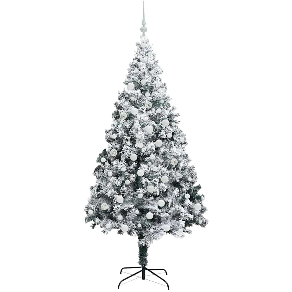 vidaXL Pre-Lit White Baubles White Artificial Christmas Tree 6ft Image 4