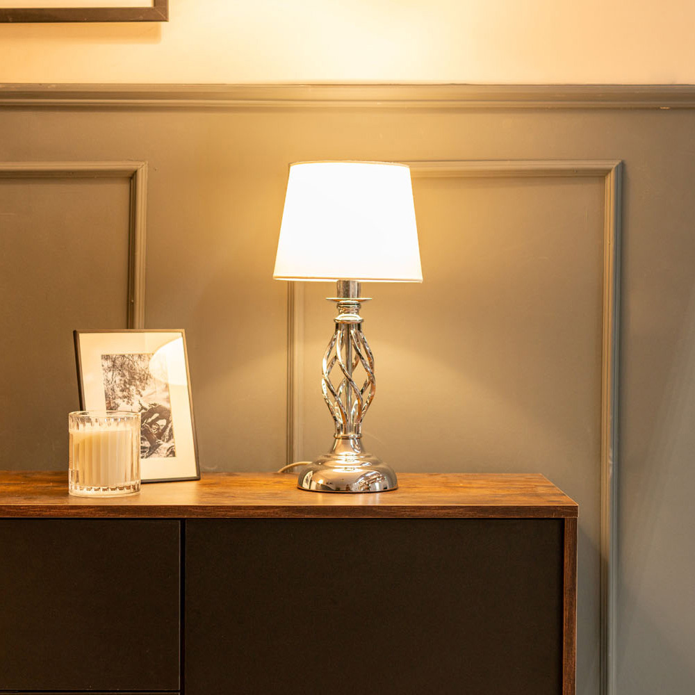 ValueLights Memphis Silver Chrome Barley Twist LED Table Lamp Image 5