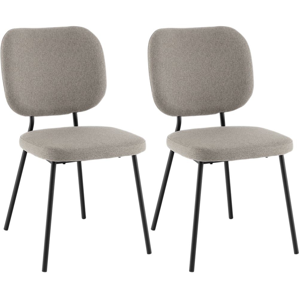 Costway Set of 2 Grey Linen Fabric Dining Chairs Image 2