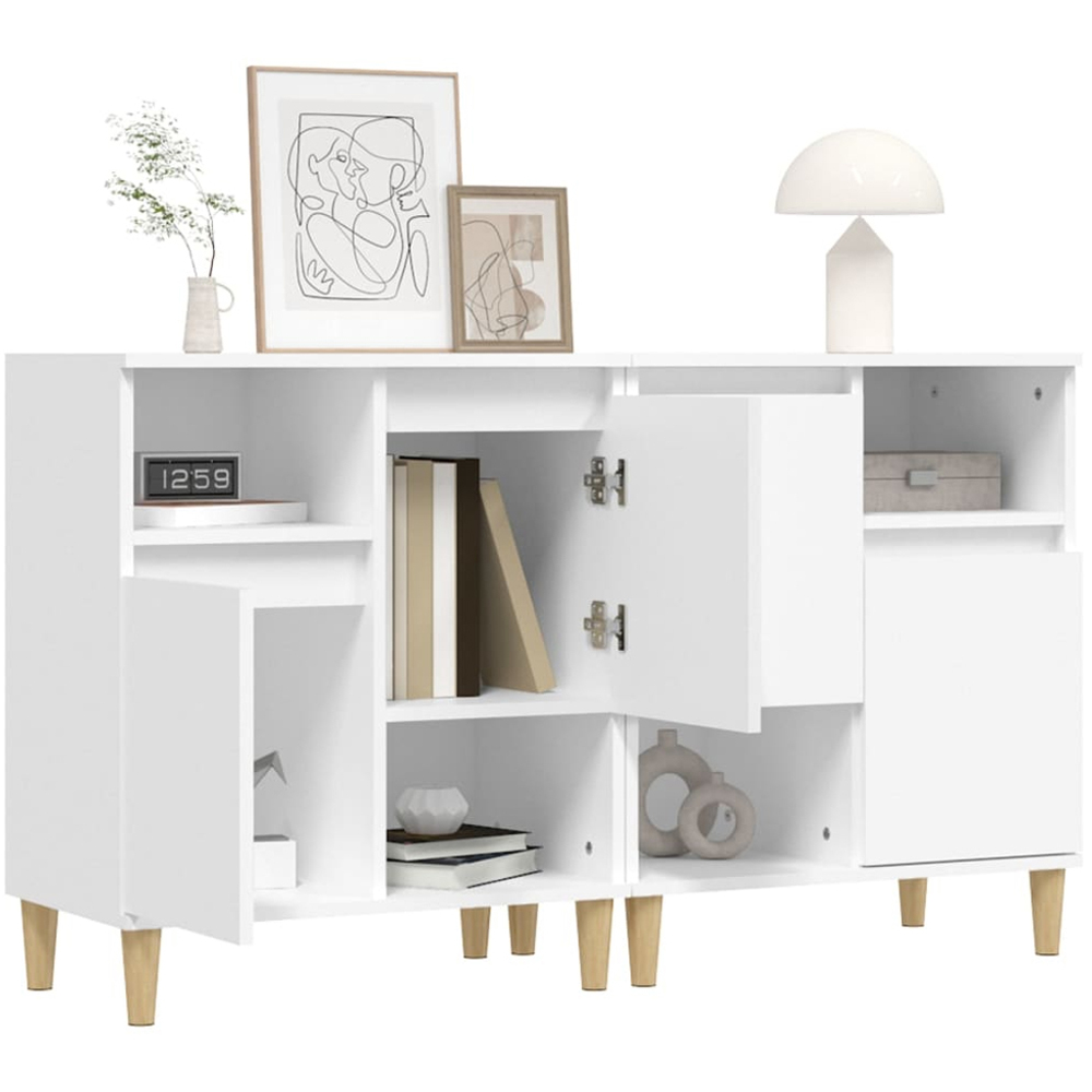 vidaXL 2 Door 2 Open Shelf White Sideboard Set of 2 Image 3