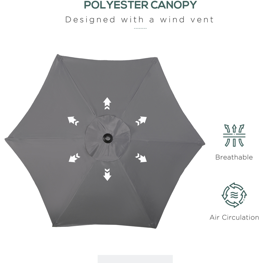 Outsunny Dark Grey Patio Parasol 2m Image 6