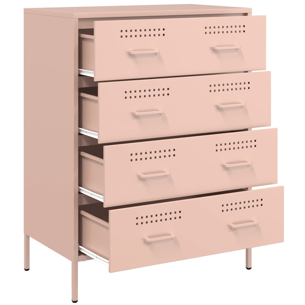 vidaXL 4 Drawer Pink Steel Industrial Style Sideboard Image 3