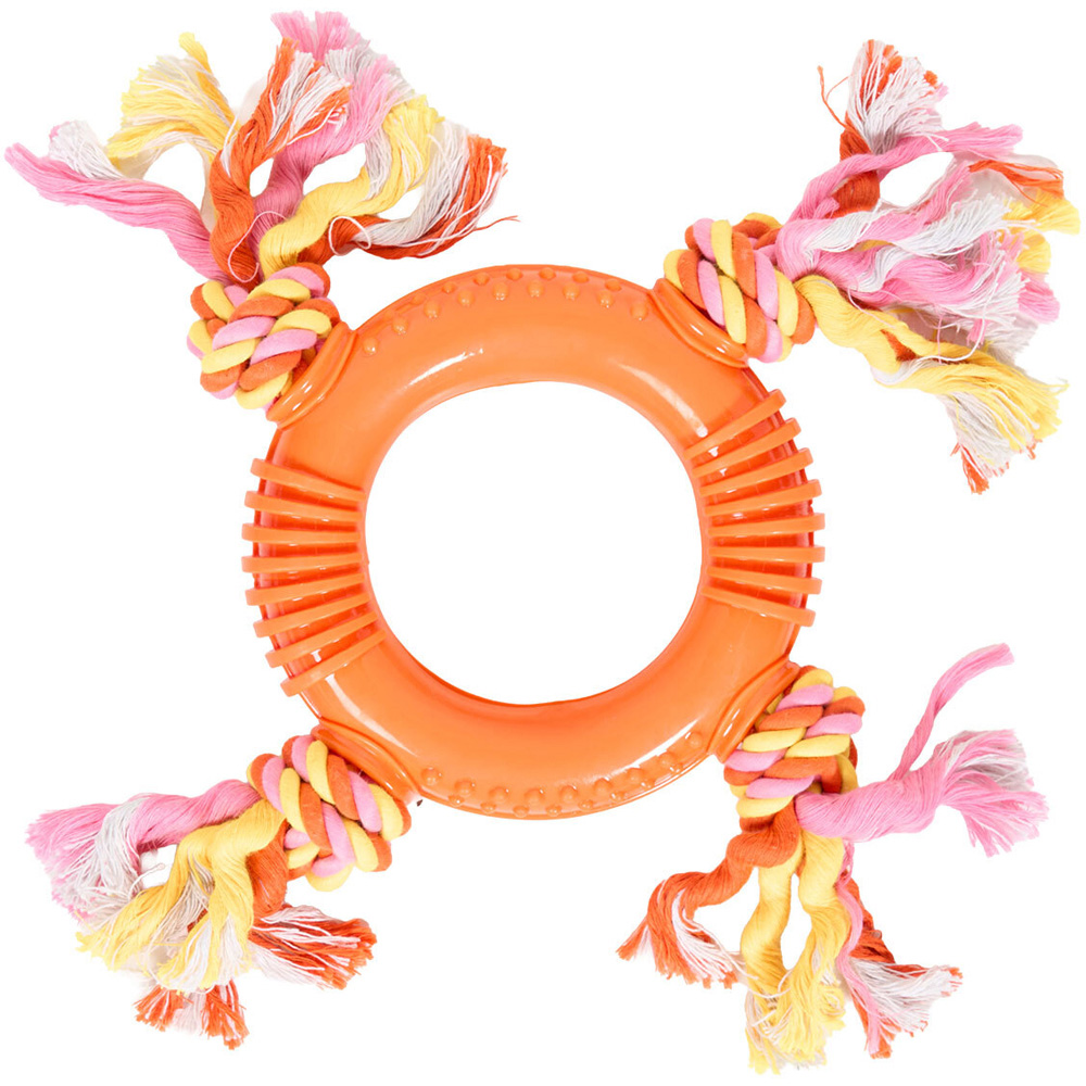 Treat Ring Tug Dog Toy Orange Image 1