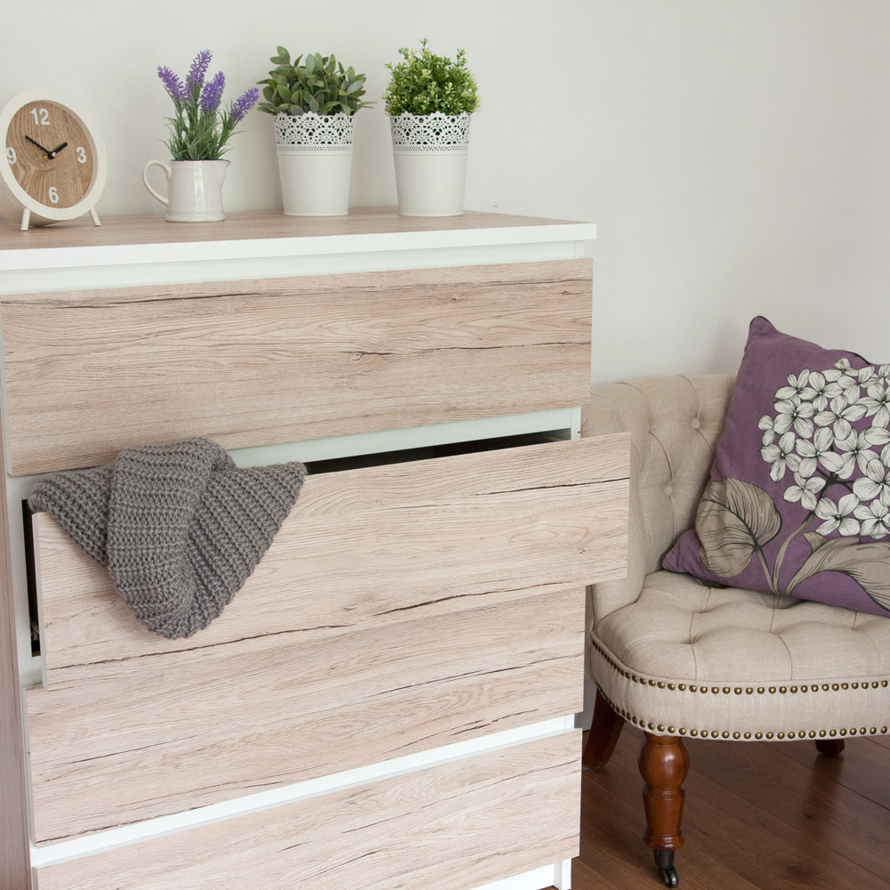 d-c-fix Sanremo Oak Sand Sticky Back Plastic Vinyl Wrap Film 67.5cm x 2m 5 Pack Image 1