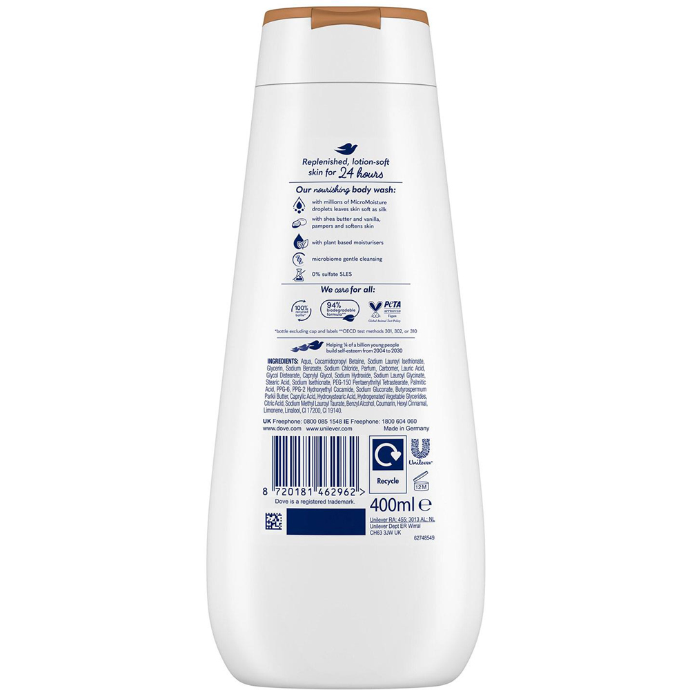 Dove Advanced Care Pampering Body Wash 400ml 4 Pack Image 3