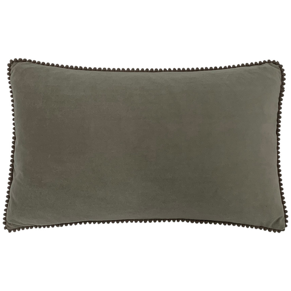 furn. Cosmo Grey Velvet Pom-Pom Cushion Image 1