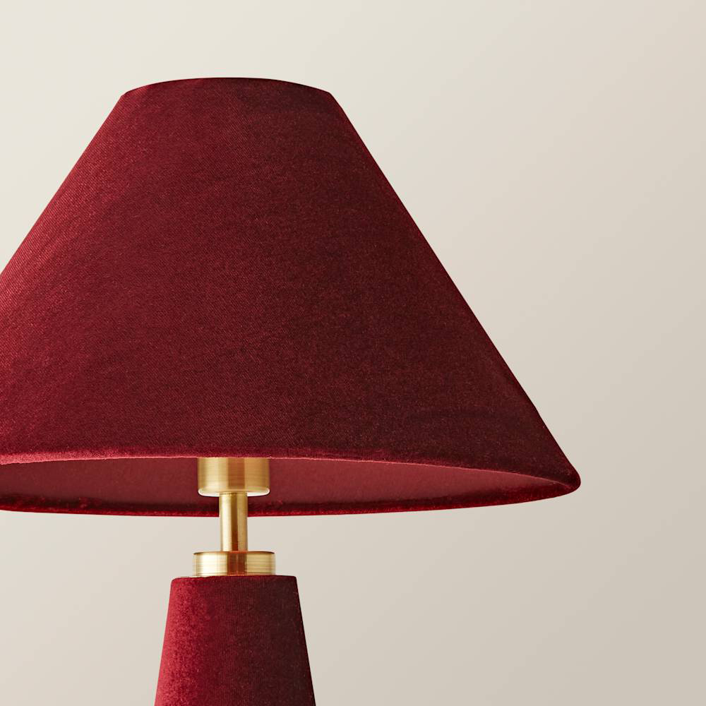 ValueLights Martha Conical Burgundy Velvet Table Lamp and Bulb Image 4