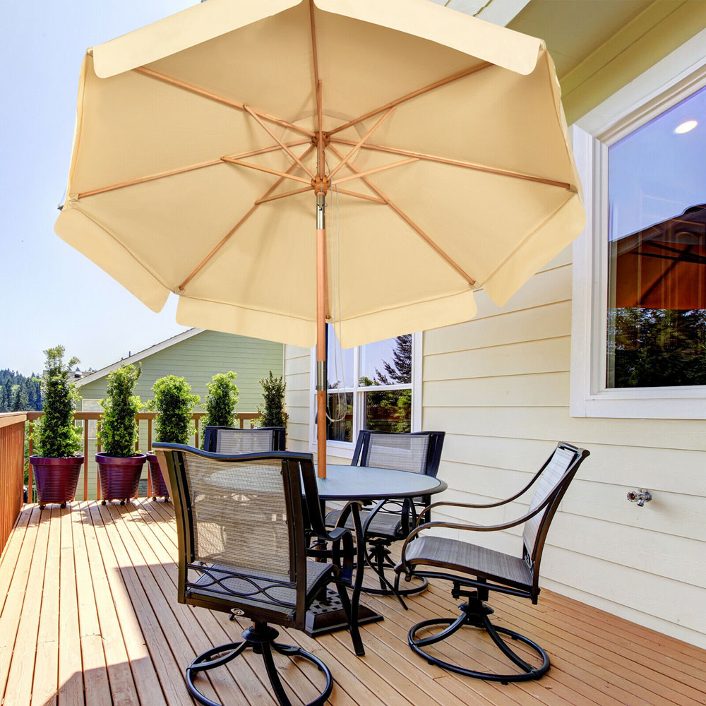 Costway Beige Crank and Tilt Garden Parasol 3m Image 2