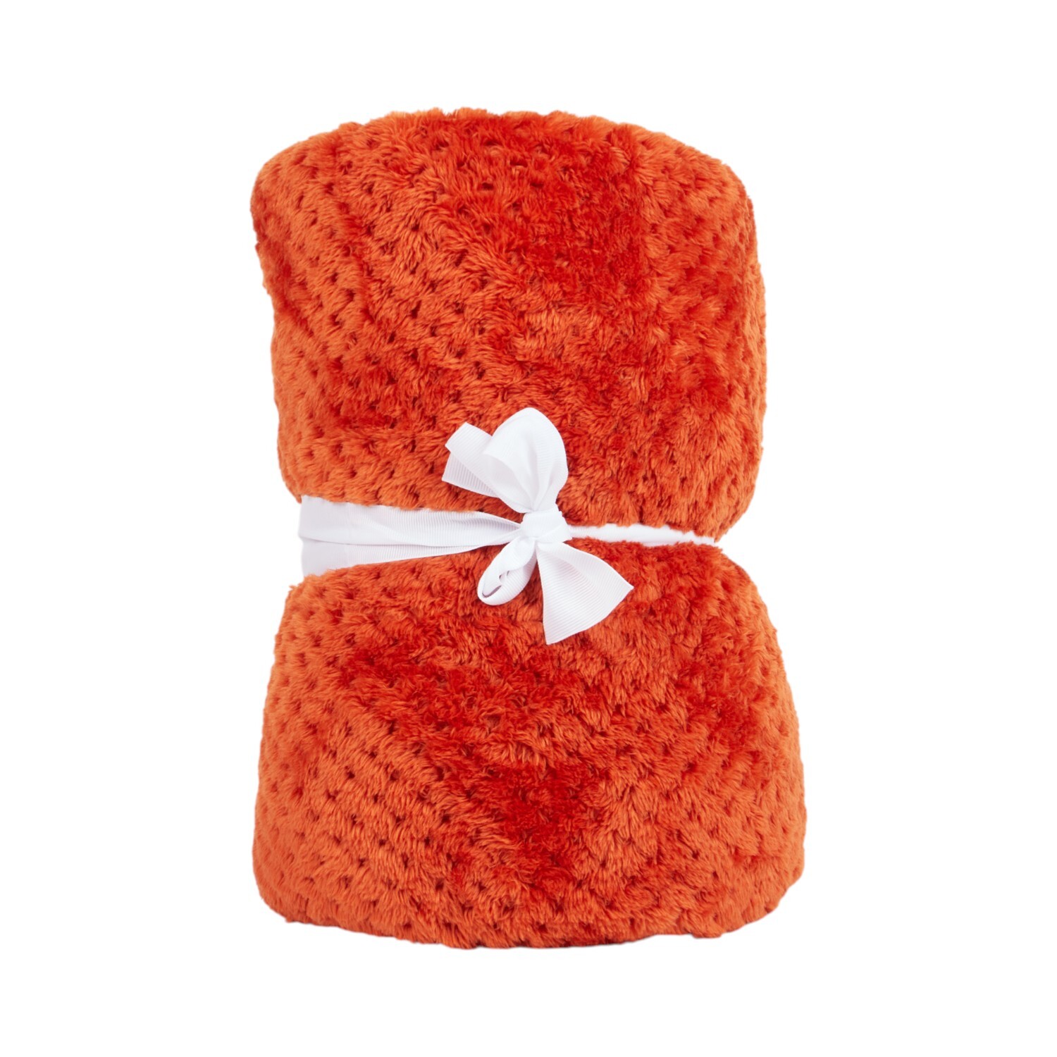 Waffle Soft Fleece Throw Rust Image 2