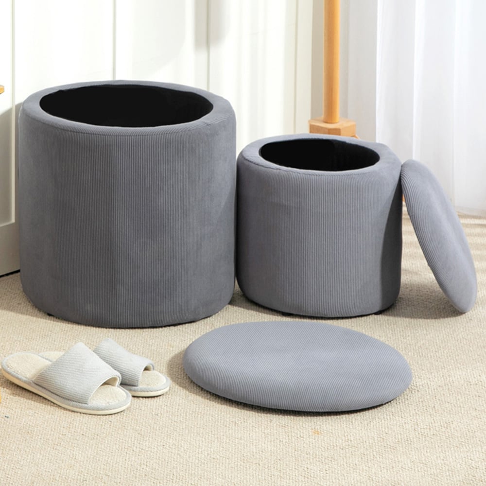 HOMCOM Corduroy Ottoman Footstool Set of 2 Image 1