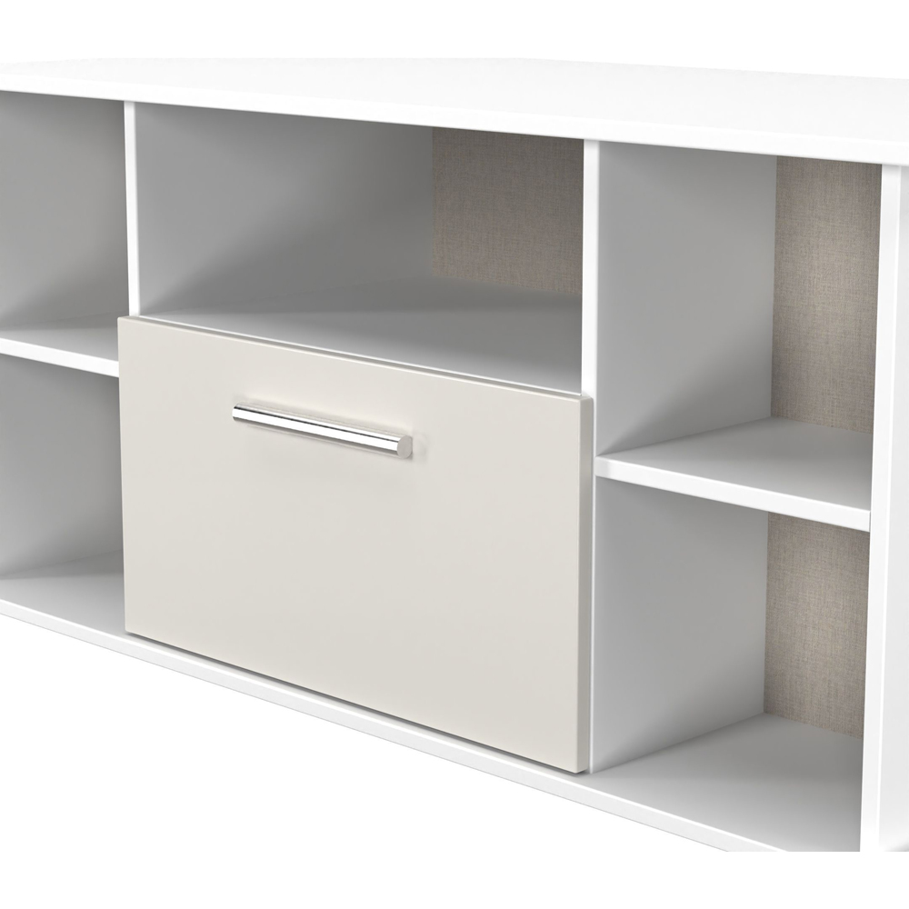Crowndale Contrast Single Drawer 5 Shelf Grey Matt and White Corner TV Unit Ready Assembled Image 5