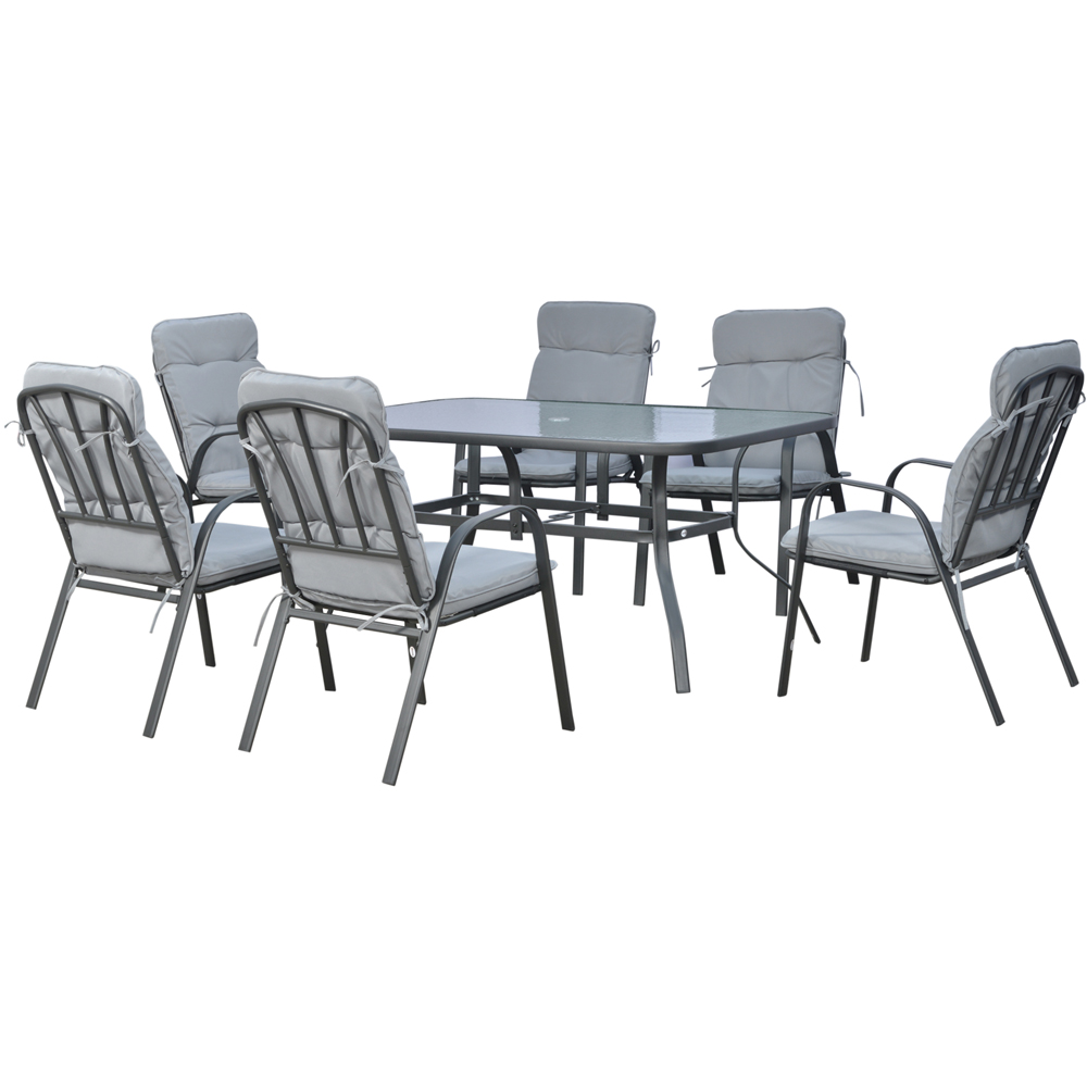 Outsunny 6 Seater Black and Grey Garden Dining Set Image 2