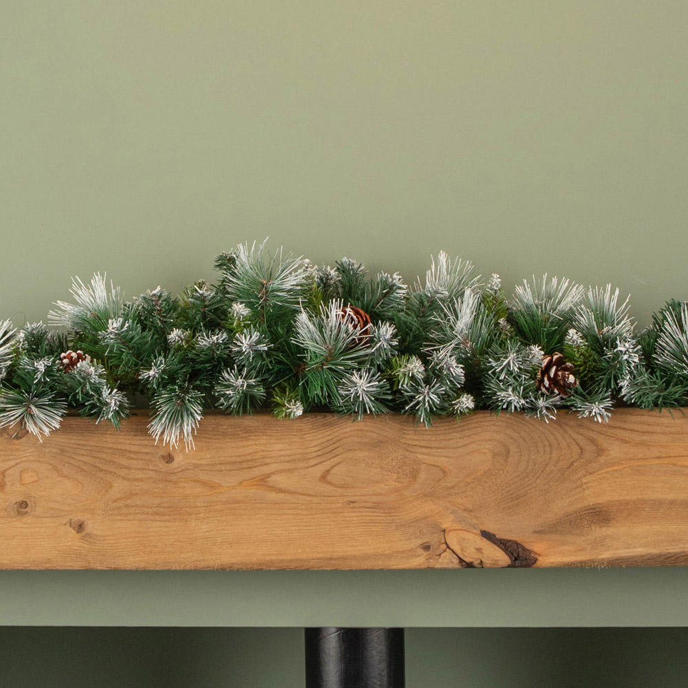 Samuel Alexander Frosted Glacier Christmas Swag with Pinecones 90cm Image 7