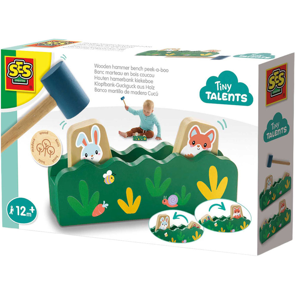 SES Creative Tiny Talents Wooden Animal Hammer Bench Image 1