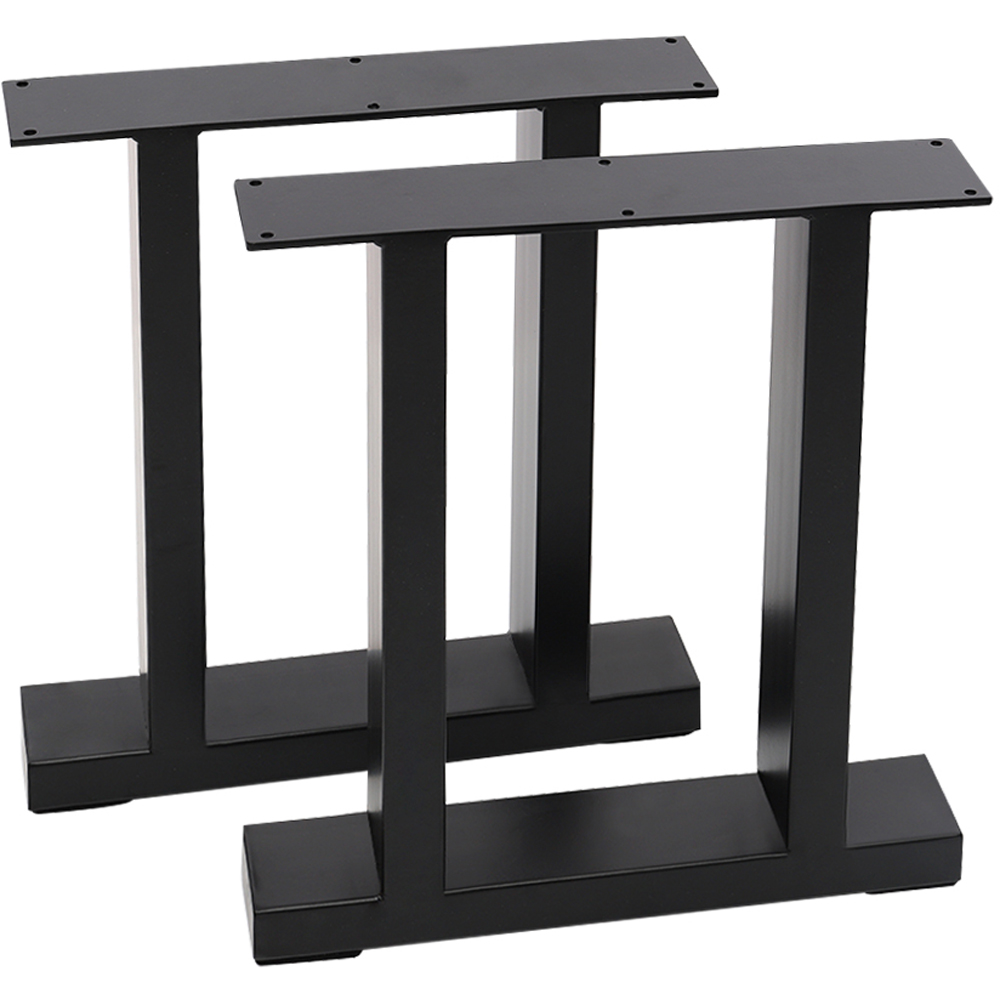 Living and Home 2 Pack Black Industrial Anti-Slip Iron Table Leg 35 x 7 x 40cm Image 2