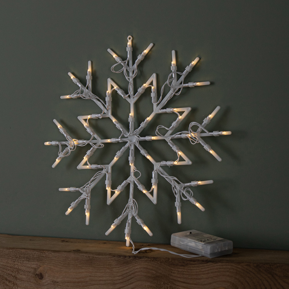 Samuel Alexander 50 Warm White LED Battery Operated Light-Up Snowflake Christmas Decoration 34cm Image 3