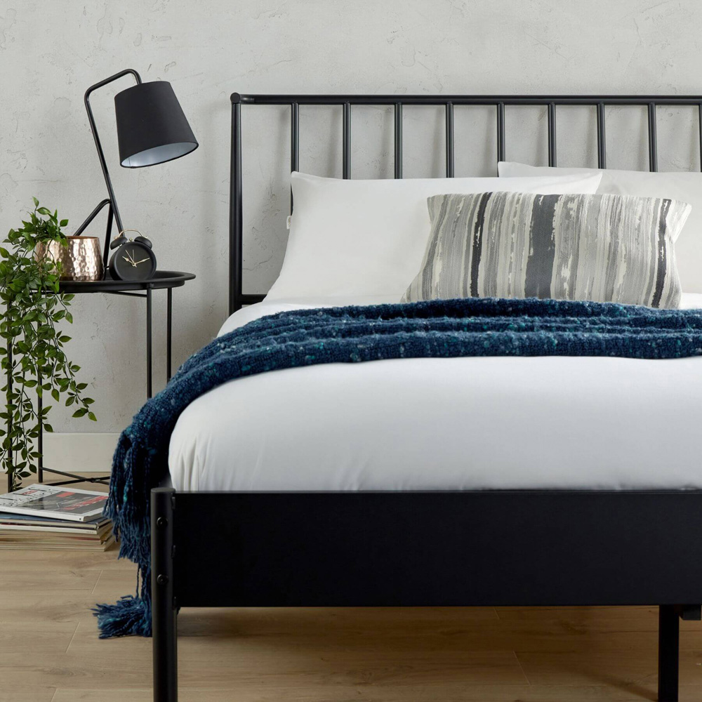 Home Source Odessa Double Black Metal Bed Frame with Headboard Image 5