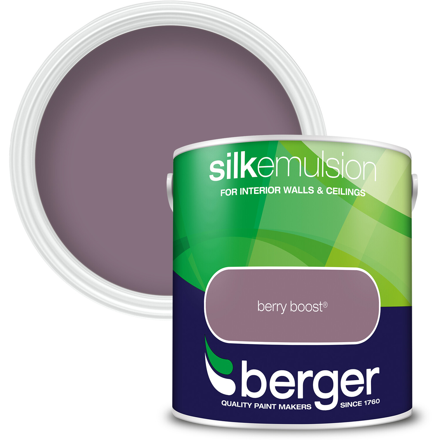 Berger Walls & Ceilings Berry Boost Silk Emulsion Paint 2.5L Image 1