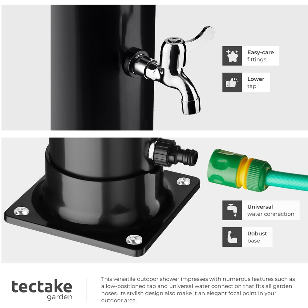 tectake Tinto Black Portable Solar Outdoor Shower with Tap 20L Image 5