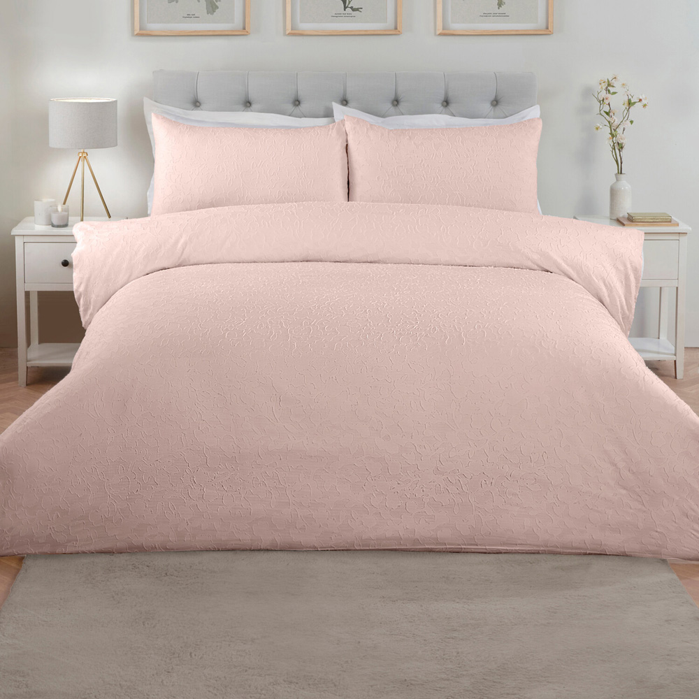 Emilia Jacquard Duvet Set Pink Superking Image 1