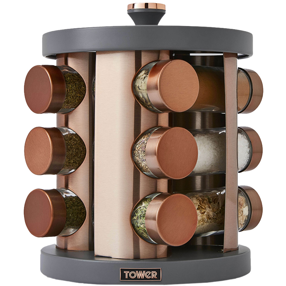 Tower Cavaletto Grey 12 Jars Rotating Spice Rack Image 1