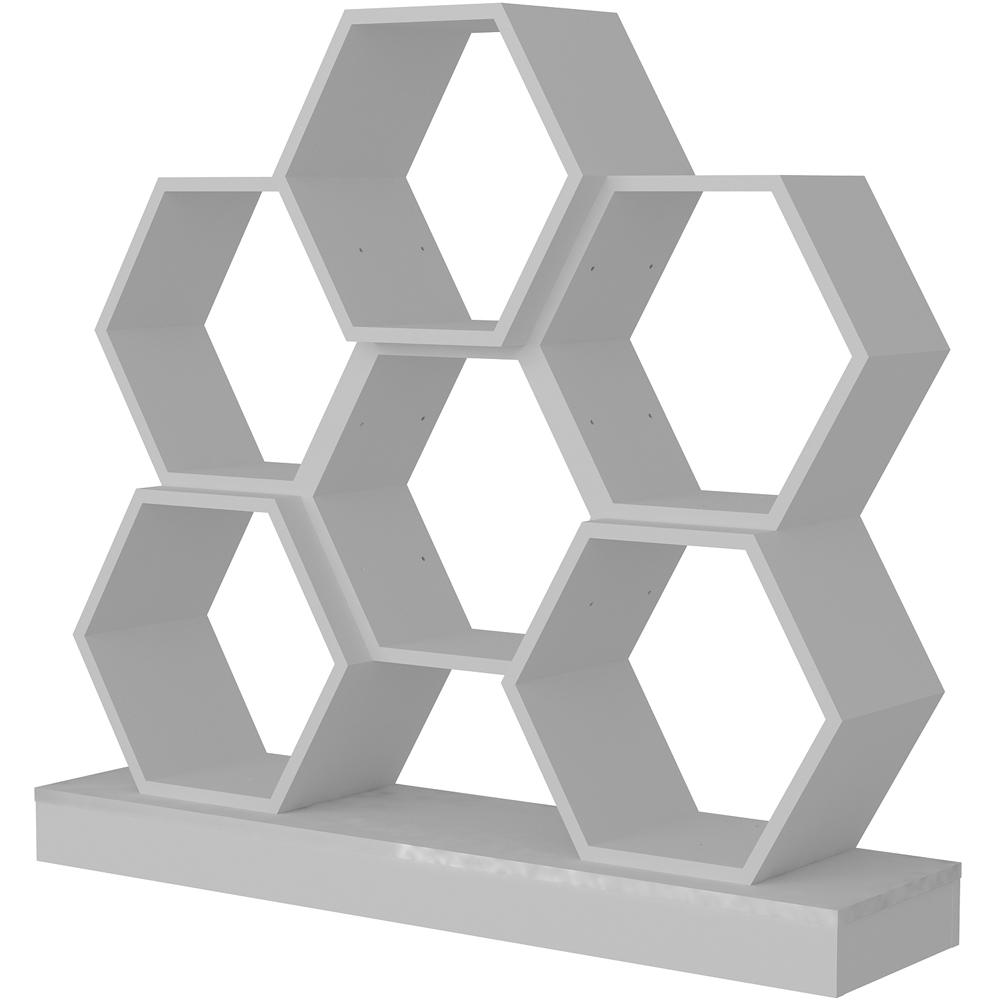 Decorotika Flower White Wide Hexagonal Bookcase Image 4