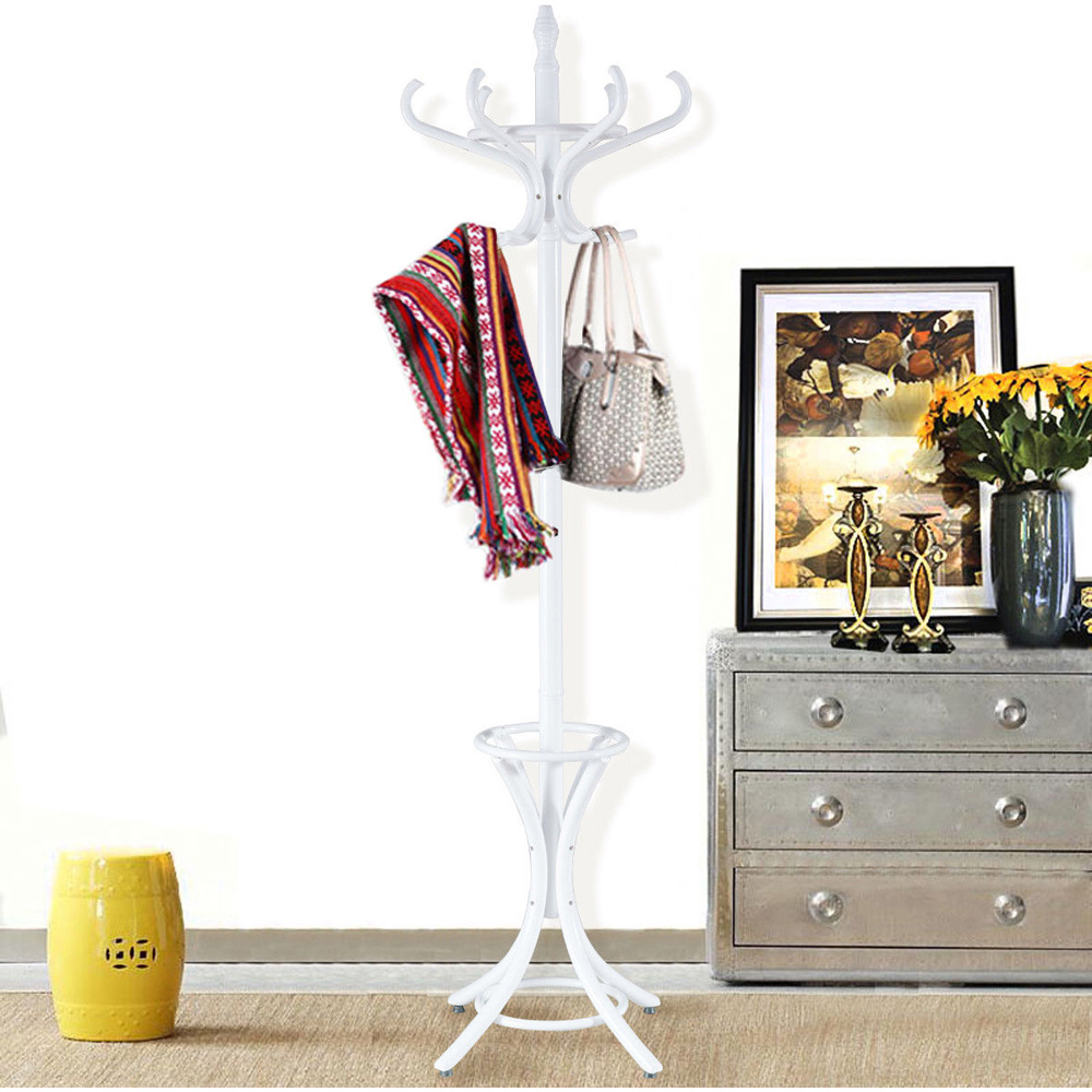 Costway White Floor Standing Coat Rack Image 2