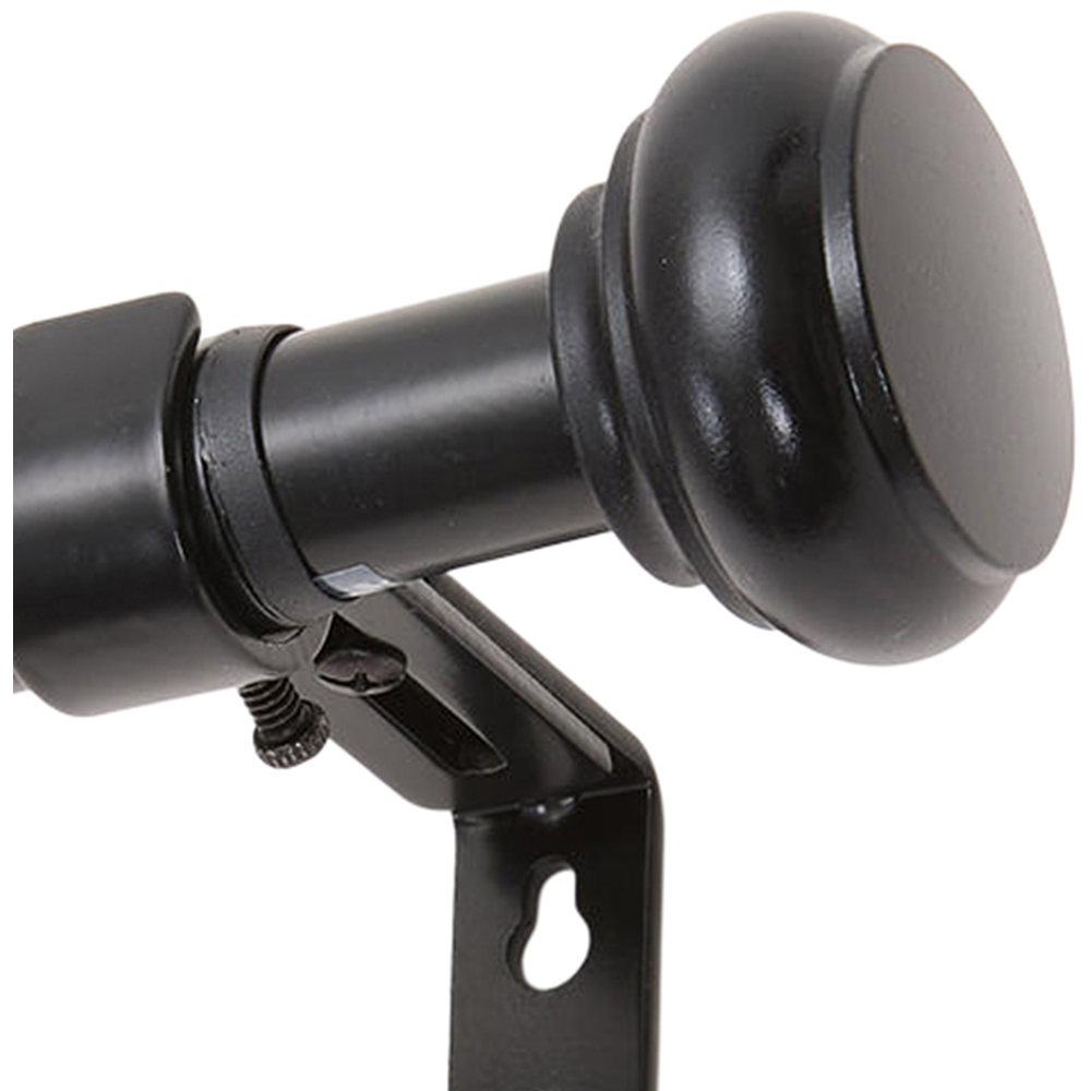 Living and Home 71-122cm Glossy Black Telescopic Curtain Pole with Brackets and Round Finial Image 5