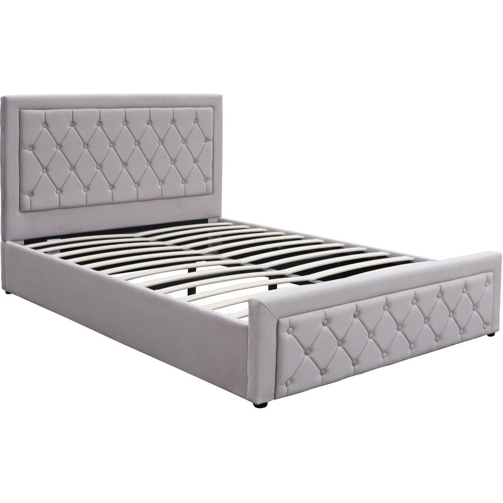 Kosy Koala Small Double Grey Velvet Tufted Gaslift Ottoman Bed Image 2