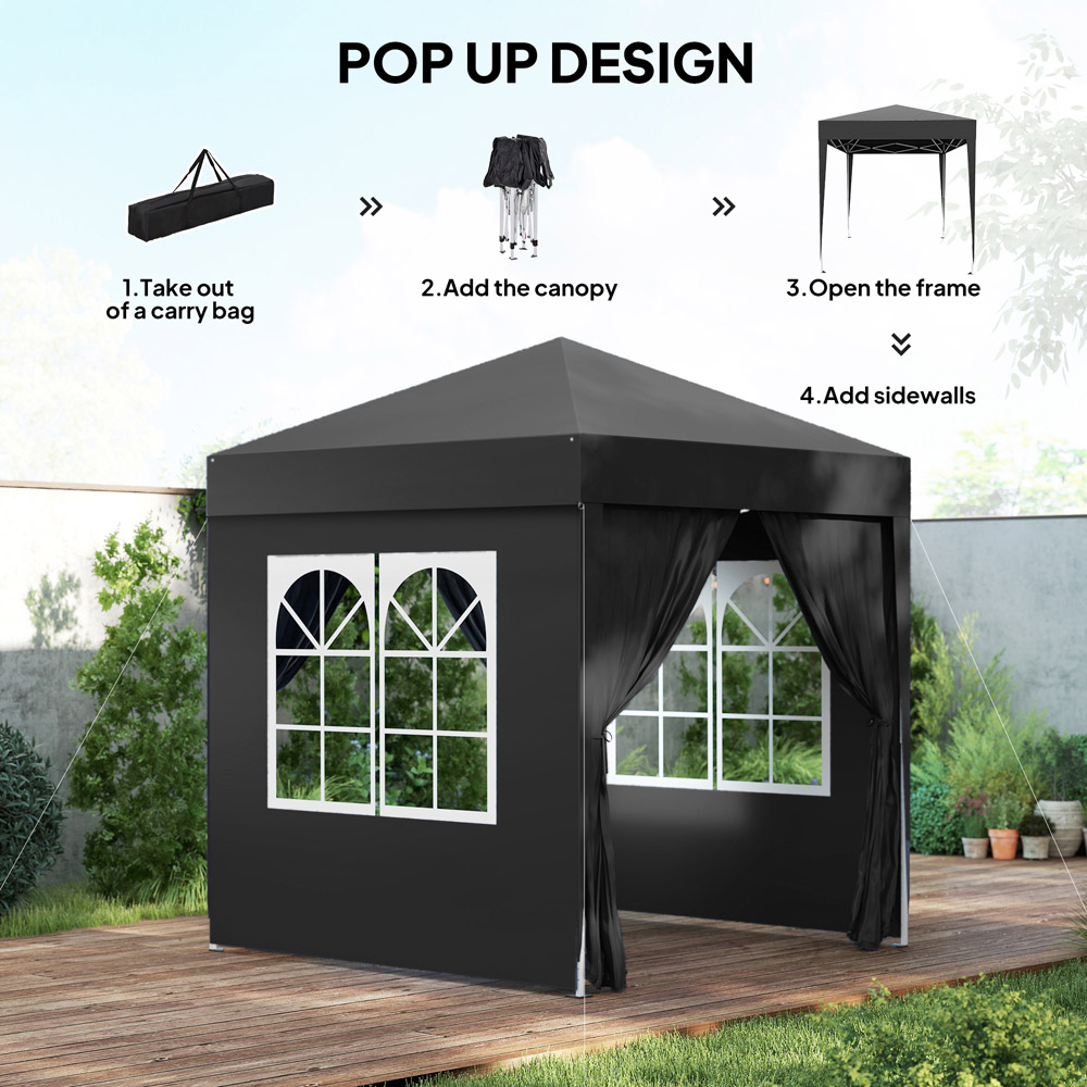 Outsunny 2 x 2m Black Marquee Pop Up Gazebo Party Tent Image 7