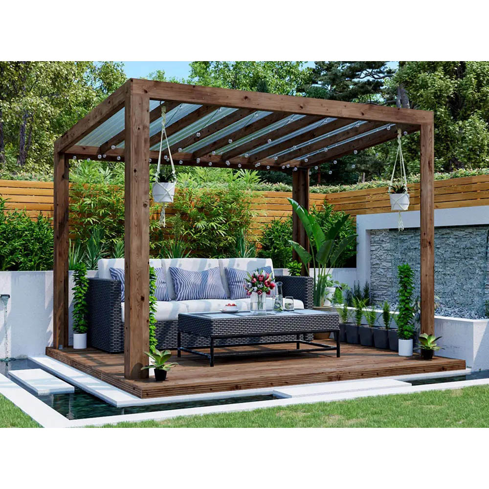Dunster House Terracube 3 x 2.5m Brown Wooden Pergola Image 4