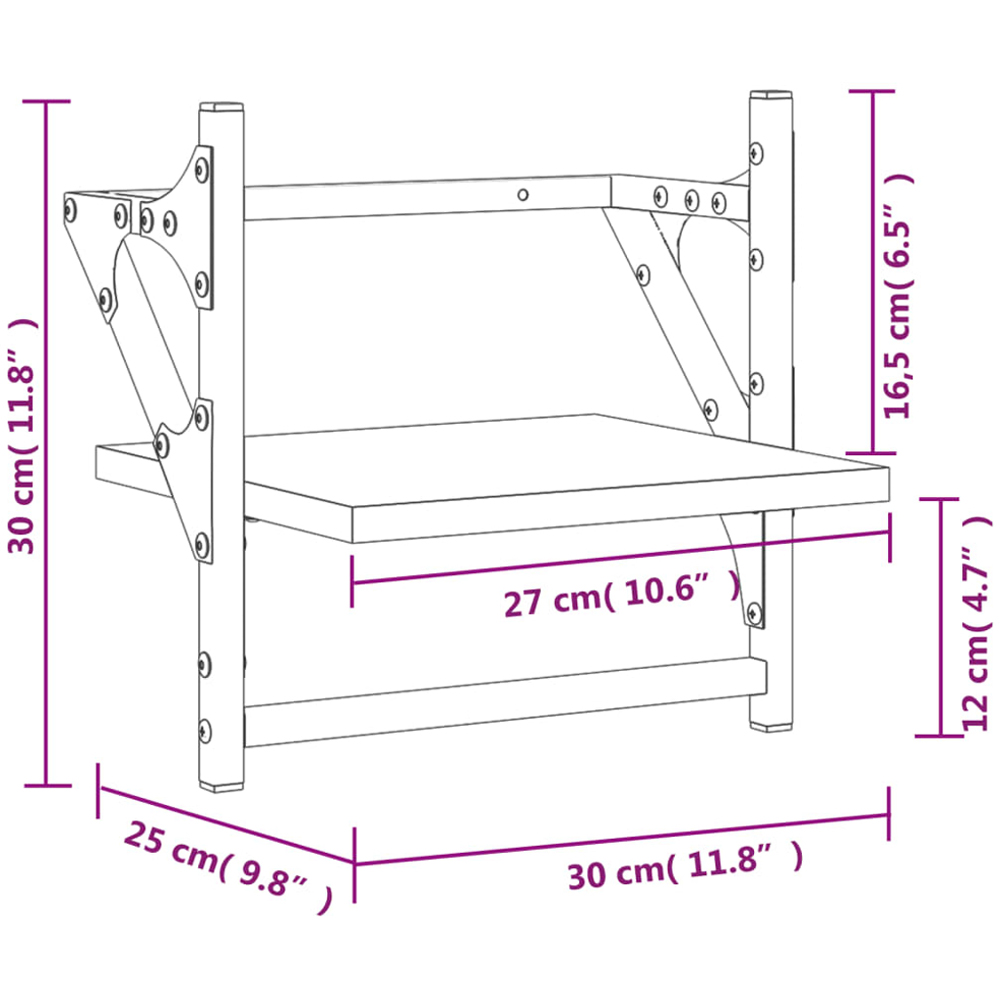 vidaXL 30cm Set of 2 Sonoma Oak Floating Wall Shelf with Bar Image 8