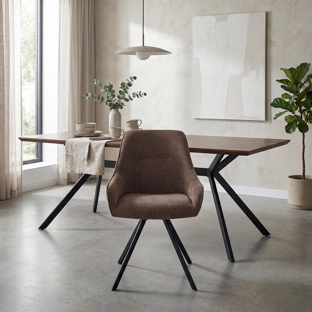 wilko Marlow Walnut Brown Swivel Dining Chair Image 7
