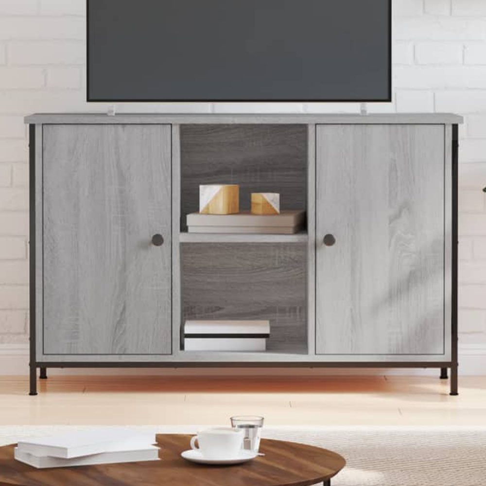 vidaXL 2 Door 2 Shelf Grey Sonoma TV Cabinet Image 1