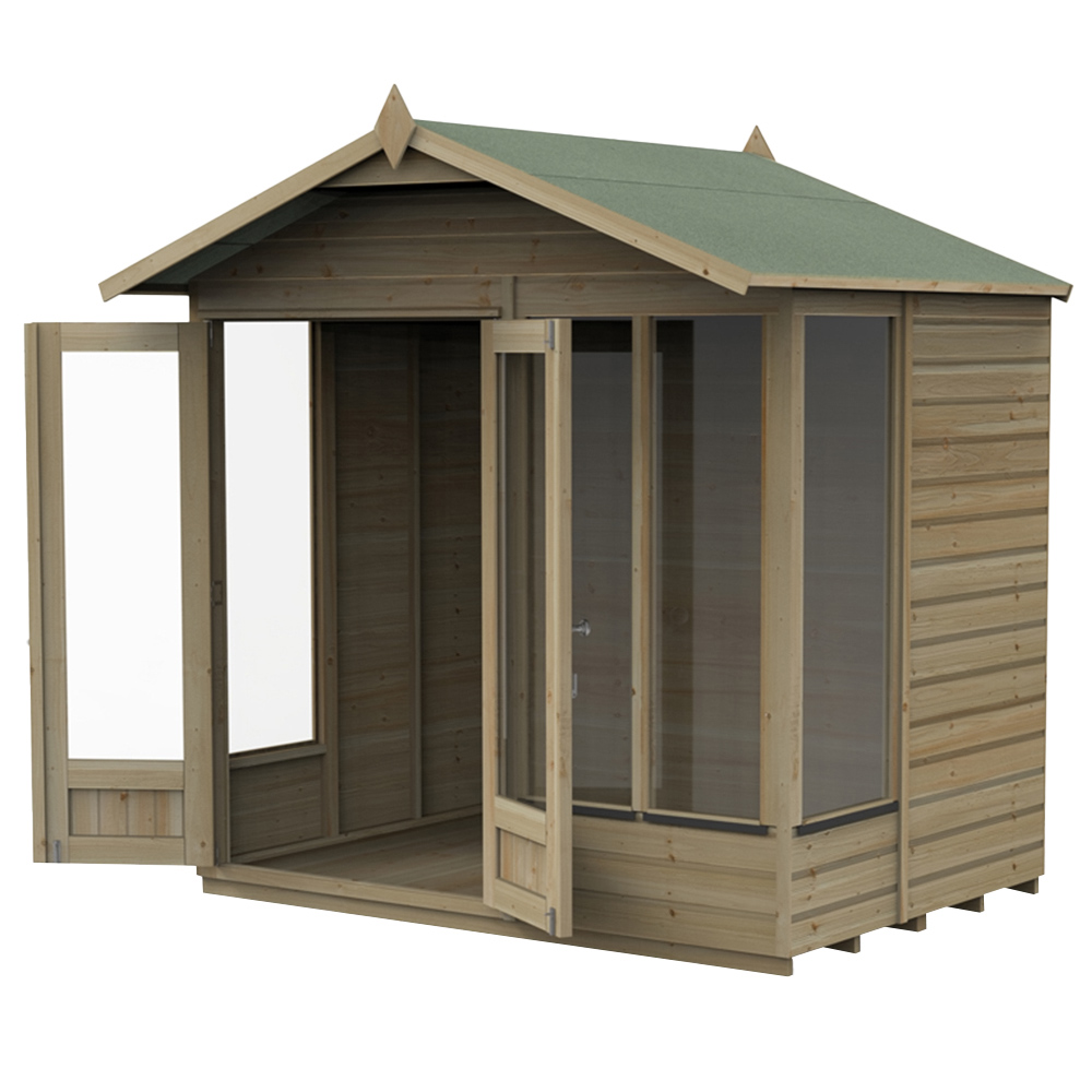 Forest Garden 7 x 5ft Beckwood Double Door 4 Window Apex Summerhouse Image 1