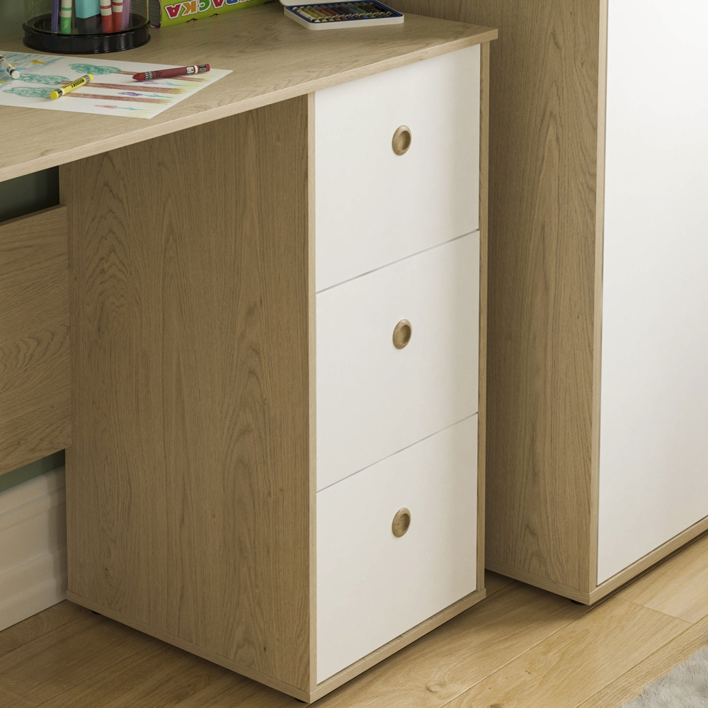 Junior Vida Neptune 3 Drawer White and Oak Desk Image 4