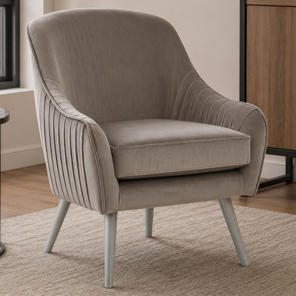 Premier Housewares Louxor Grey Velvet Chair Image 1