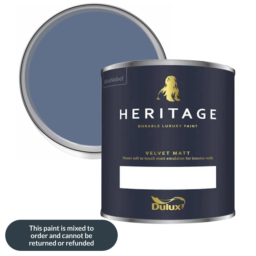 Dulux Heritage Walls and Ceilings DH Indigo Velvet Matt Emulsion Paint 1L Image 1