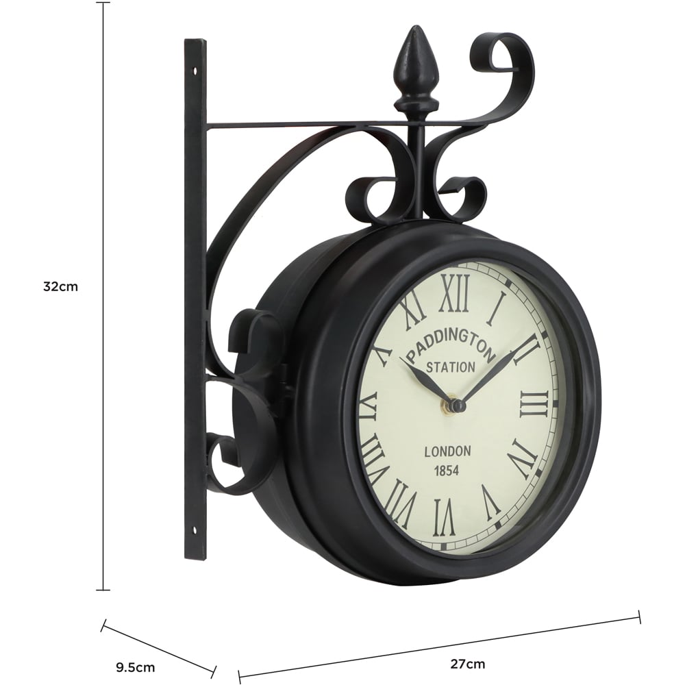 Charles Bentley Black Paddington Double Sided Garden Clock 35 x 33cm Image 9