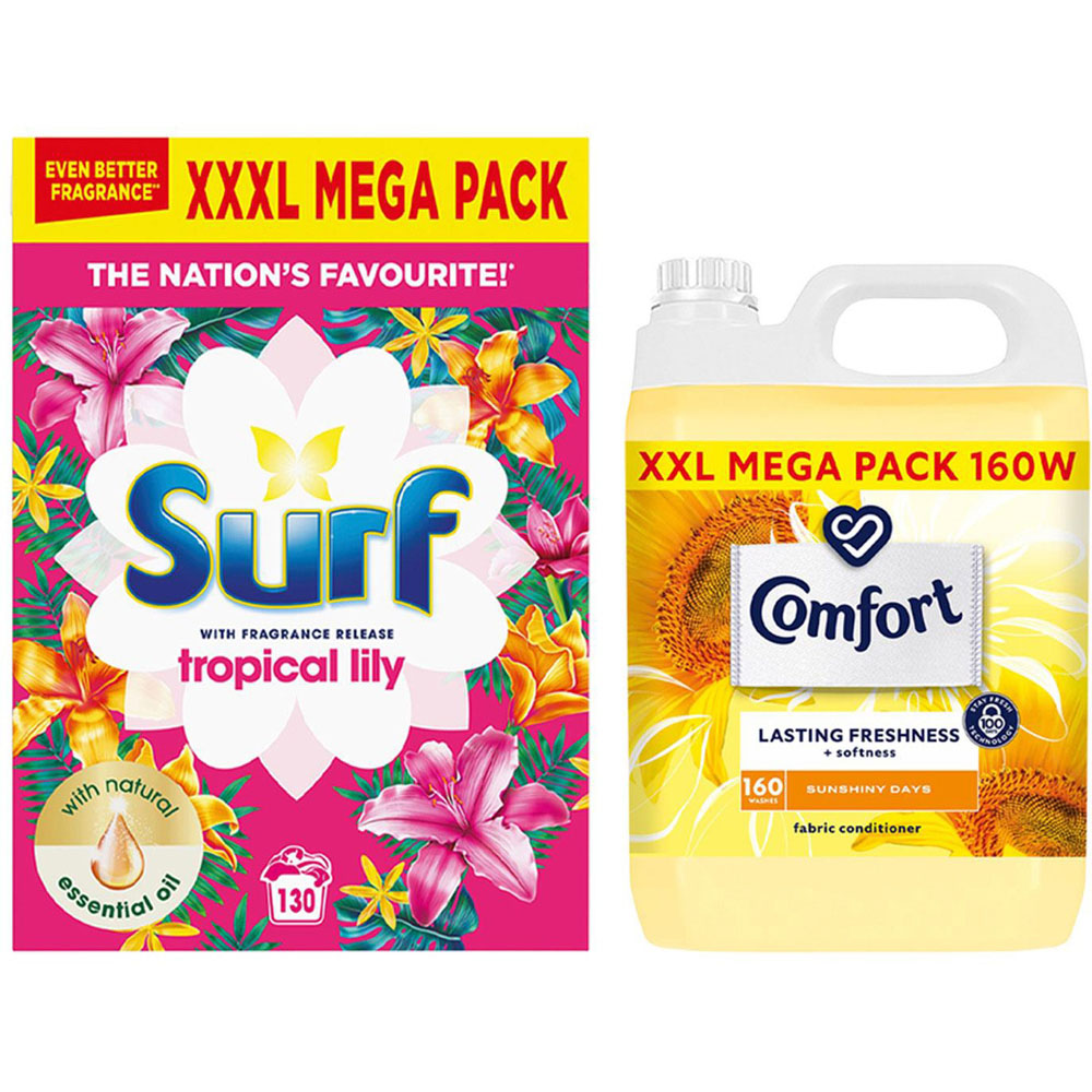 Surf Tropical Lily Laundry Powder with Comfort Sunshiny Days Fabric Conditioner Image 1